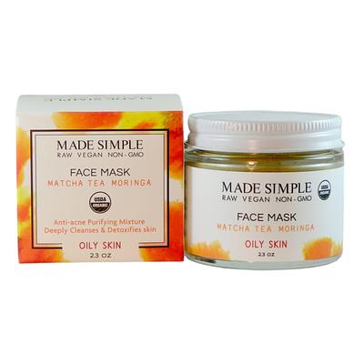 Made Simple Skin Care certified organic raw vegan nonGMO matcha tea moringa face mask