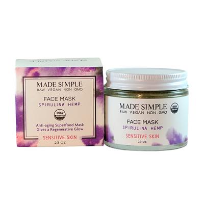 Made Simple Skin Care certified organic raw vegan nonGMO spirulina hemp face mask for sensitive skin