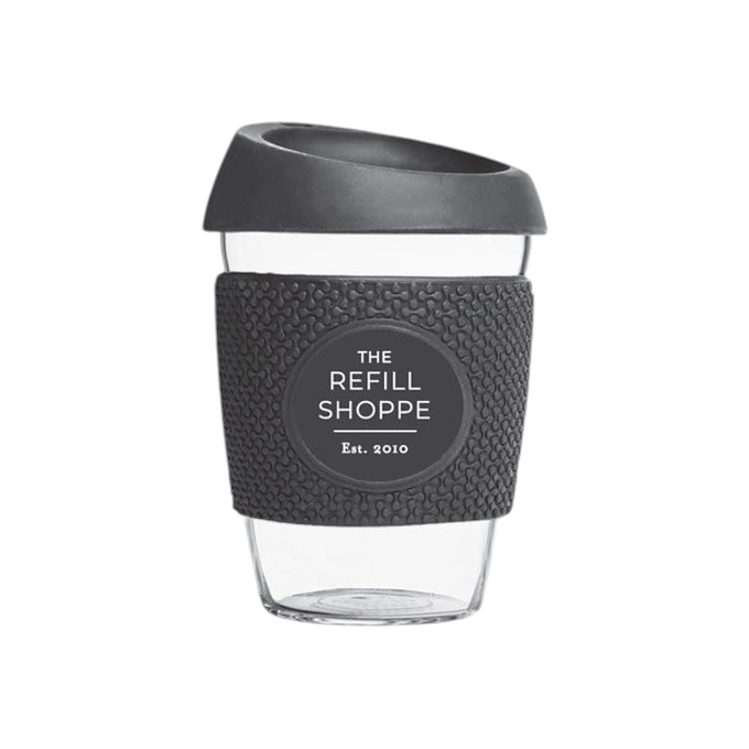 The Refill Shoppe Glass To Go Cup - Onyx Black