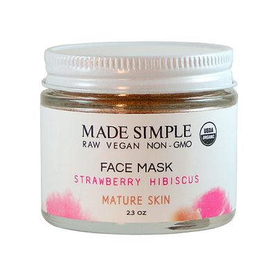 Made Simple Skin Care certified organic raw vegan nonGMO strawberry hibiscus face mask