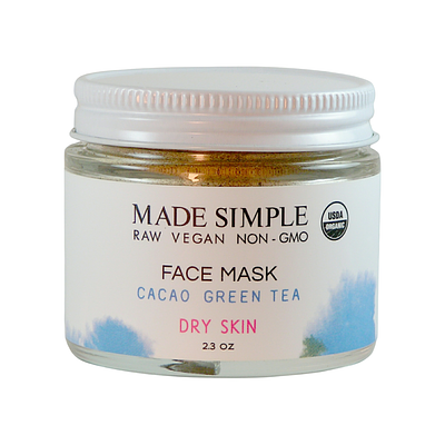 Made Simple Skin Care certified organic raw vegan nonGMO cacao green tea face mask