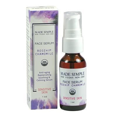 Made Simple Skin Care certified organic raw veagan nonGMO crueltyfree rosehip chamomile face serum